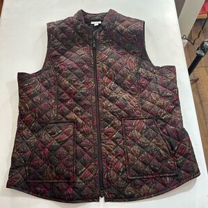 J. Jill Heritage Quilted Vest in Brown and Pink. Petite XL